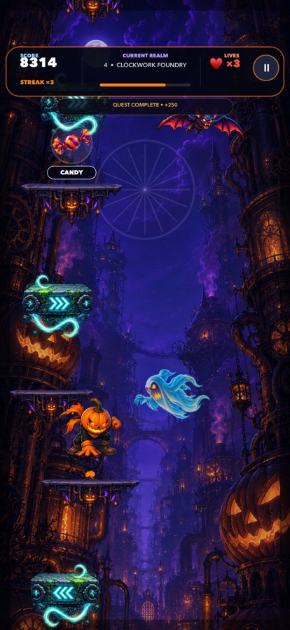 Jack-O-Lantern Jump haunted platform gameplay